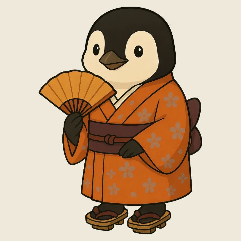 Penguin Japan Tradition Clothing Floral Pattern
