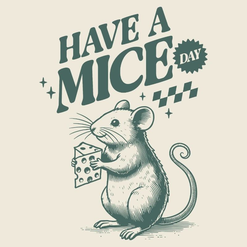Humorous mouse with cheese star and text