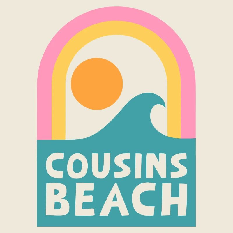 Cousins Beach – Design rétro de coucher de soleil
