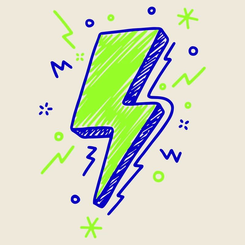 Éclairs illustrés en vert et bleu