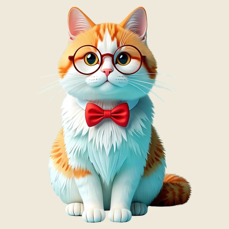 Katzenfreund mit Brille und Fliege Tiere Design 