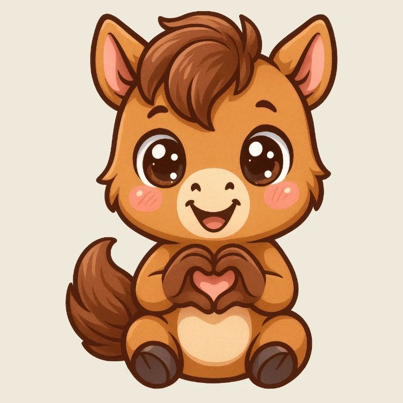 Süßes Pferd mit Herzhänden