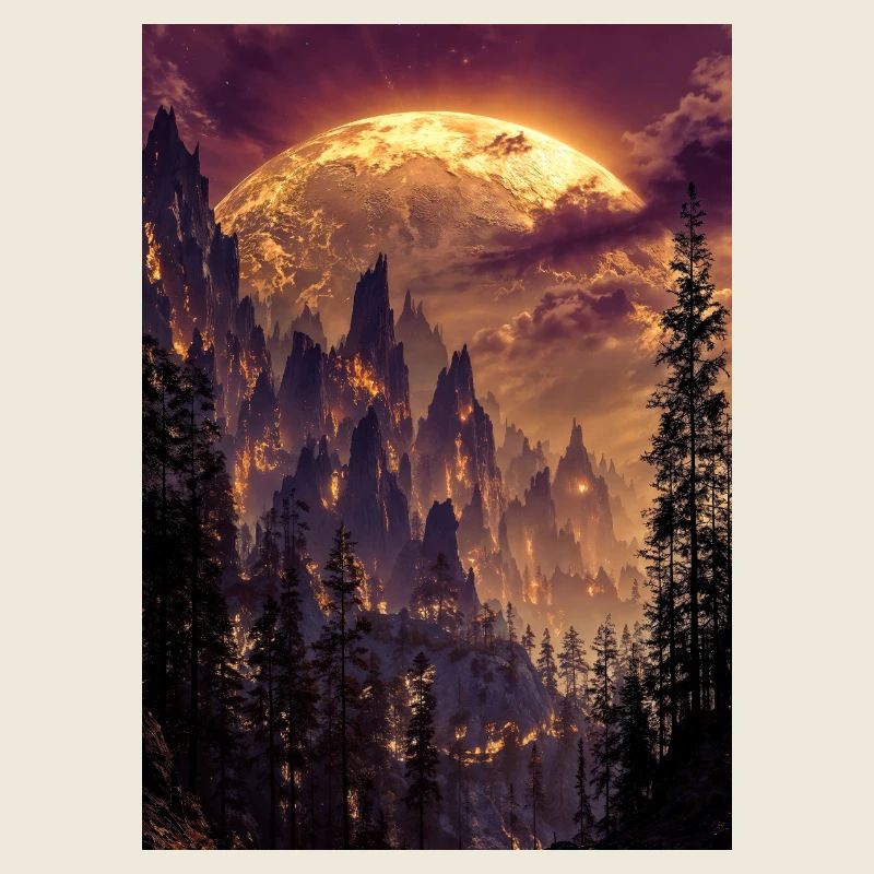 Fiery Summit at Dusk