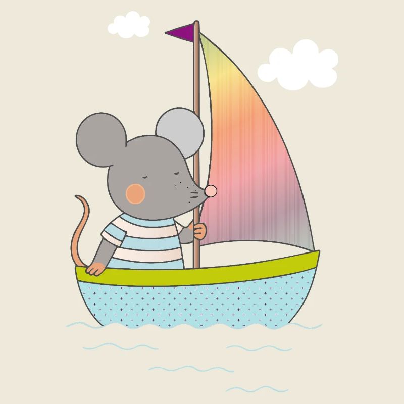 Mouse Sailing Happily on Colorful Boat