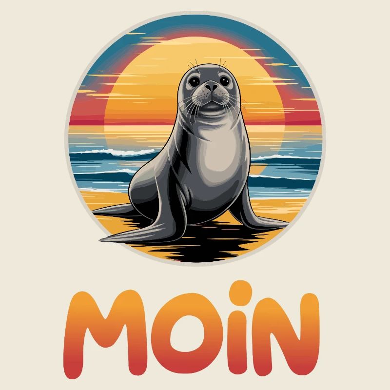Mignon phoque Moin sur la plage Coucher de soleil