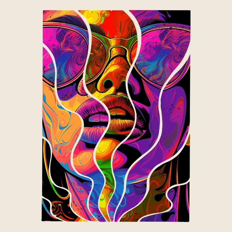 Frau Sonnenbrille Kunst Mode Modern Trend Bunt