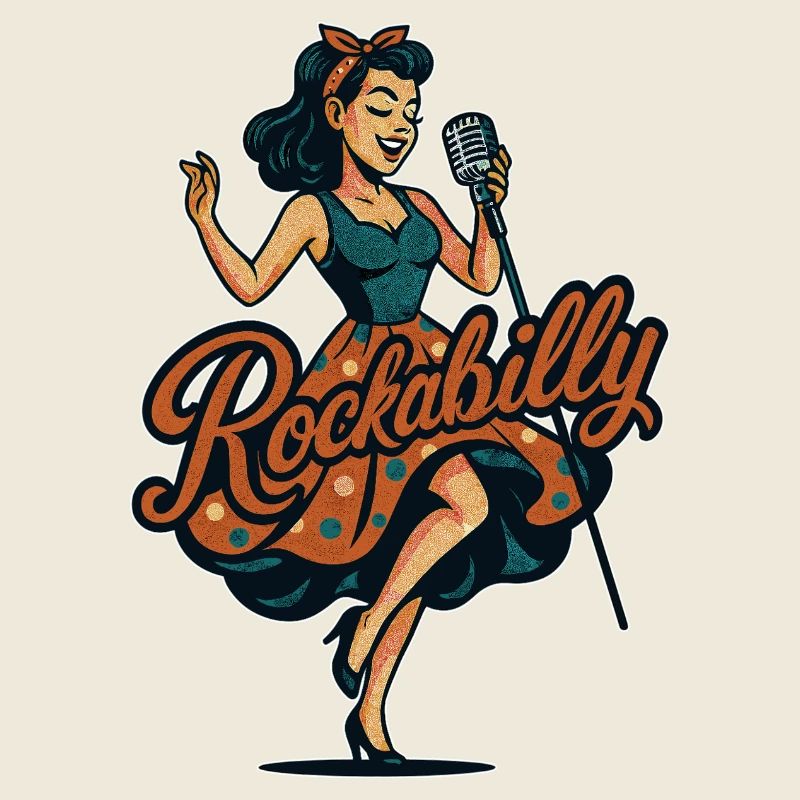 Rockabilly Charcoal Microphone Singing 50s Gift