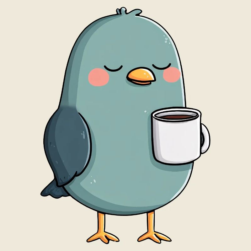 Teal Cup Bird Calm Morning