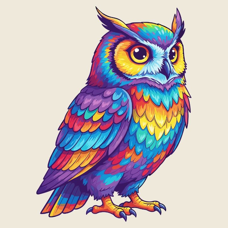 Bunte Eulen-Regenbogen-Pop-Art-Aquarell