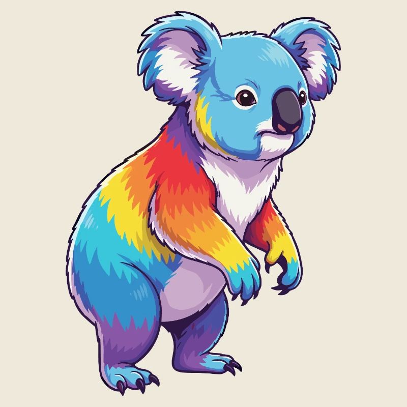 Buntes Koala-Regenbogen-Pop-Art-Aquarell