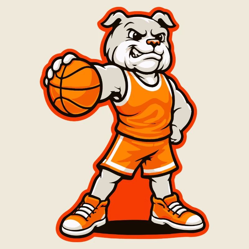 Basketball-Bulldoggen-Maskottchen-Powerpose