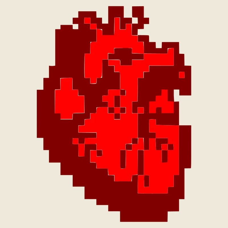 Anatomisches Herz Pixel Rot