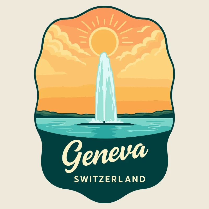 Geneva Jet d'Eau Vintage-Reiseabzeichen