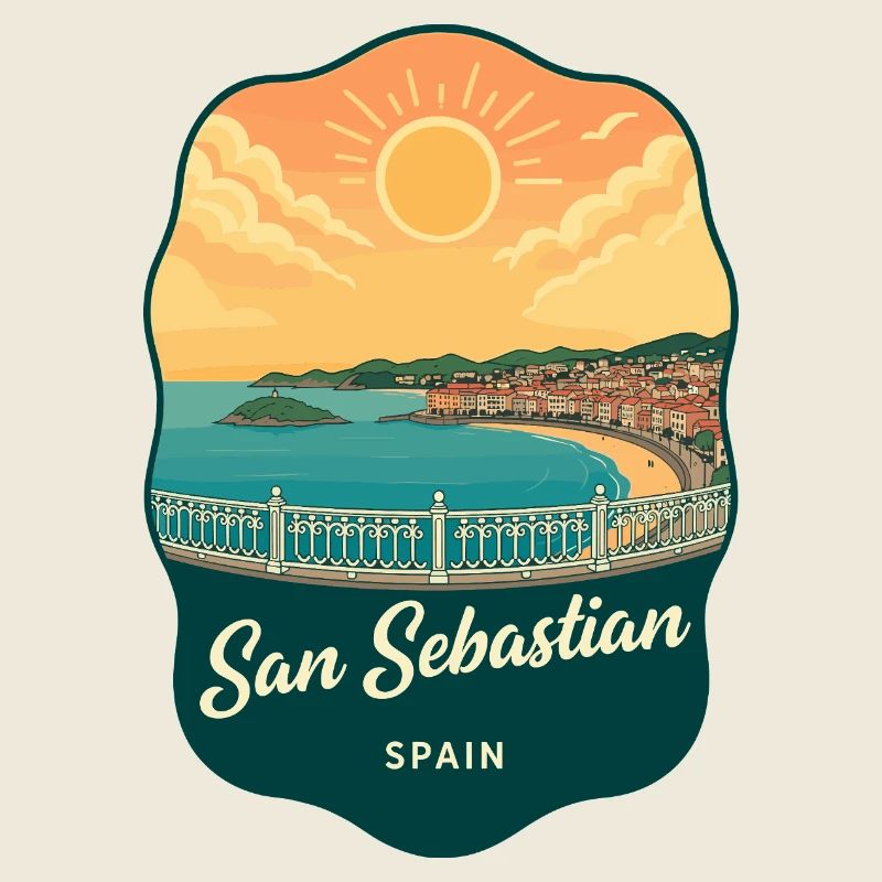 San Sebastian La Concha Retro-Sonnenuntergangsabzeichen