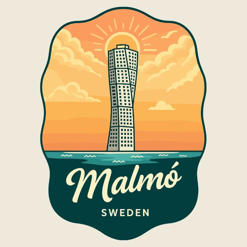 Malmö Turning Torso Vintage Sunset Abzeichen