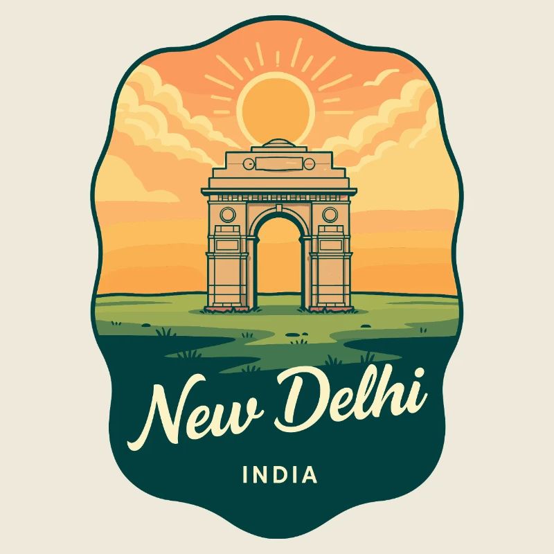 Badge de voyage rétro Sunset Gate de New Delhi India Gate