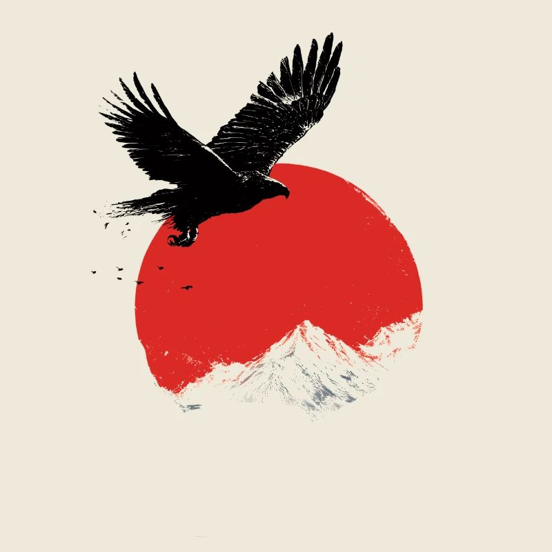 aigle sur Soleil Rouge