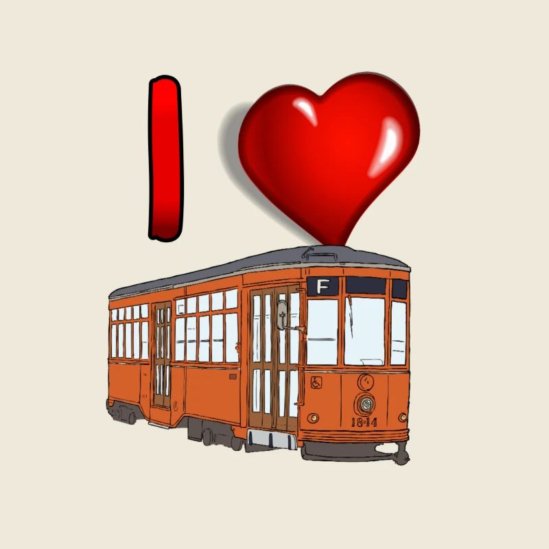J’adore le tramway – Tram vintage orange