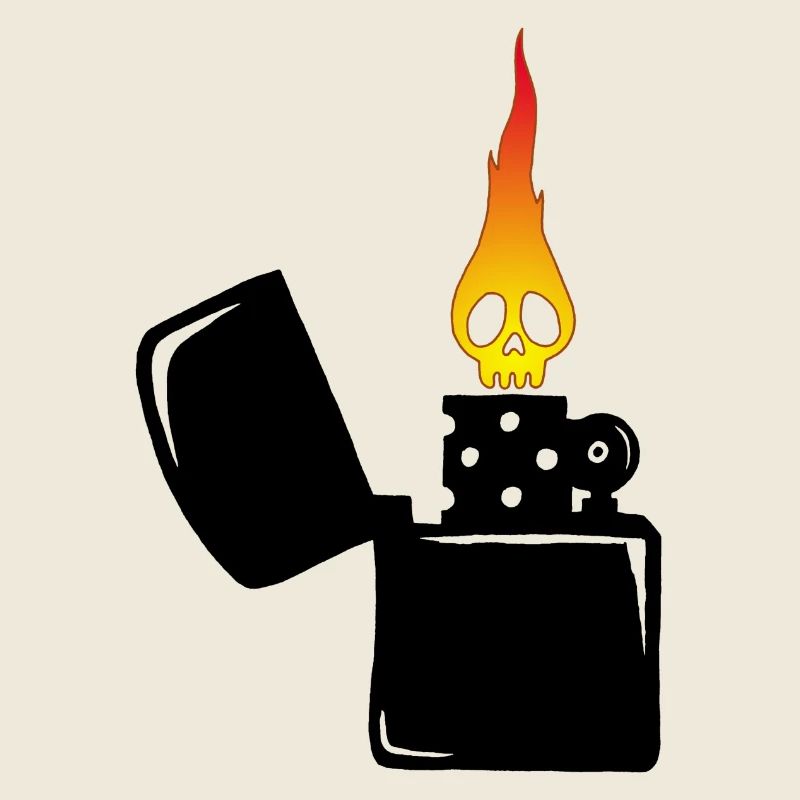 flaming skull and black lighter