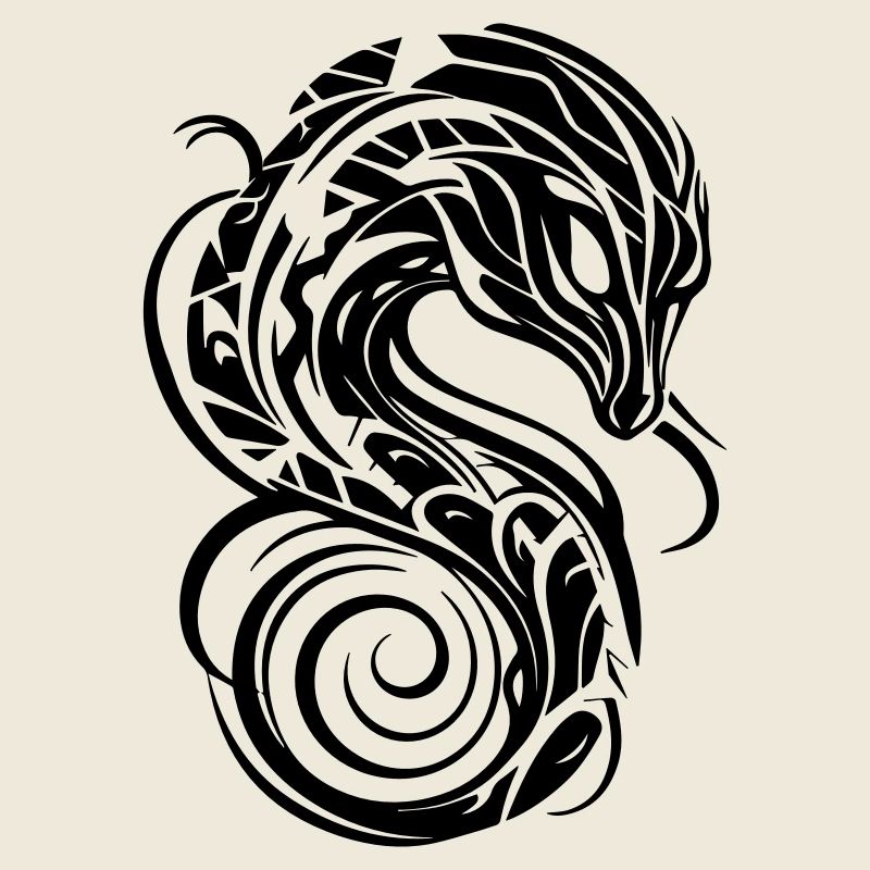 Schlangenkopf Drachen Tribal
