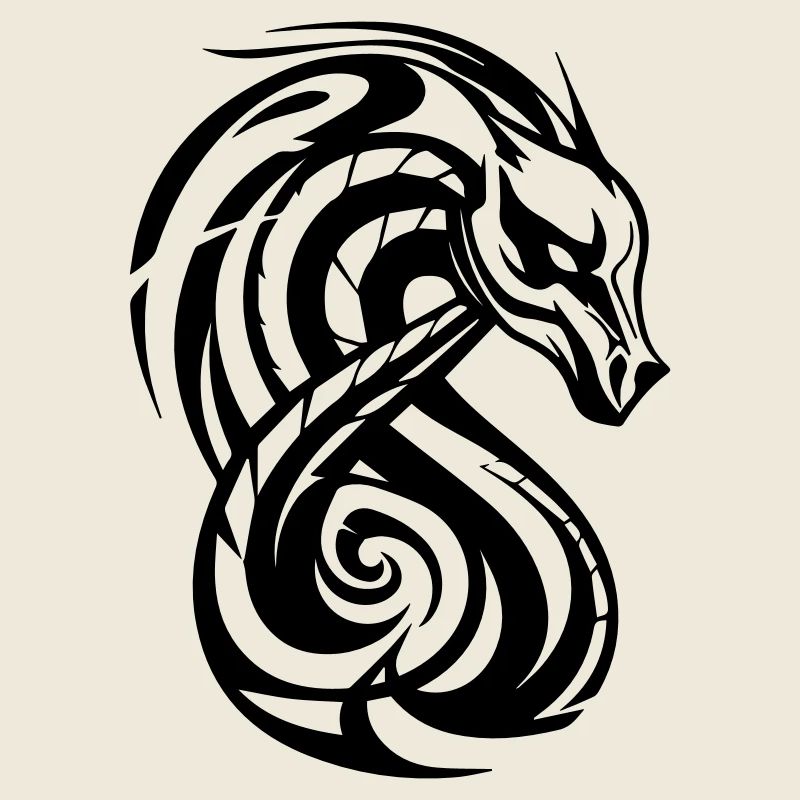 Art tribal à tête de serpent