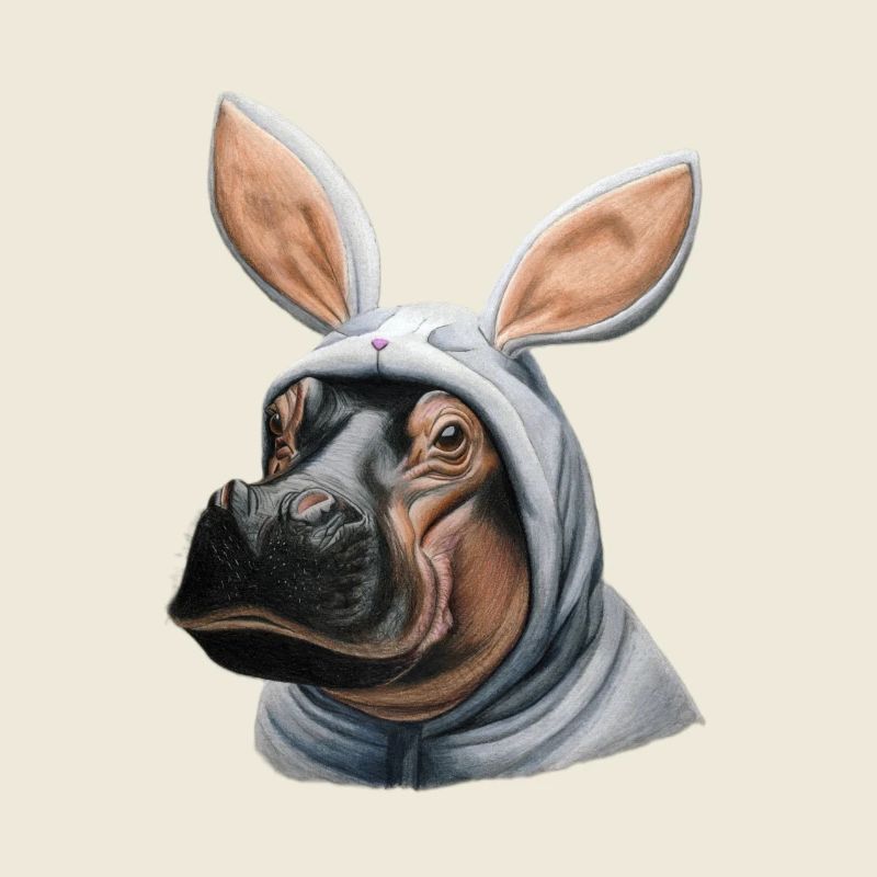 Hippopotamus Bunny white