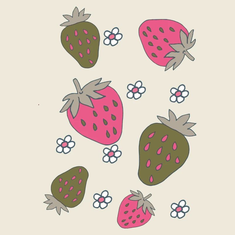 Strawberries Pink Green
