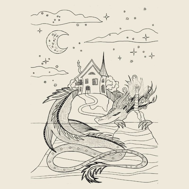 T-Shirt oder Tasche zum Ausmalen, Drache