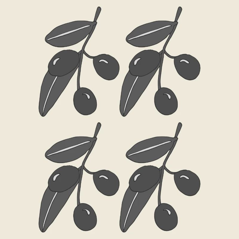 Olive branches black white
