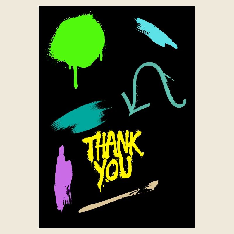 Expressive thank you design in neon colors