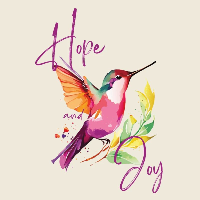 Colorful Hummingbird with Joy and Hope Patterns