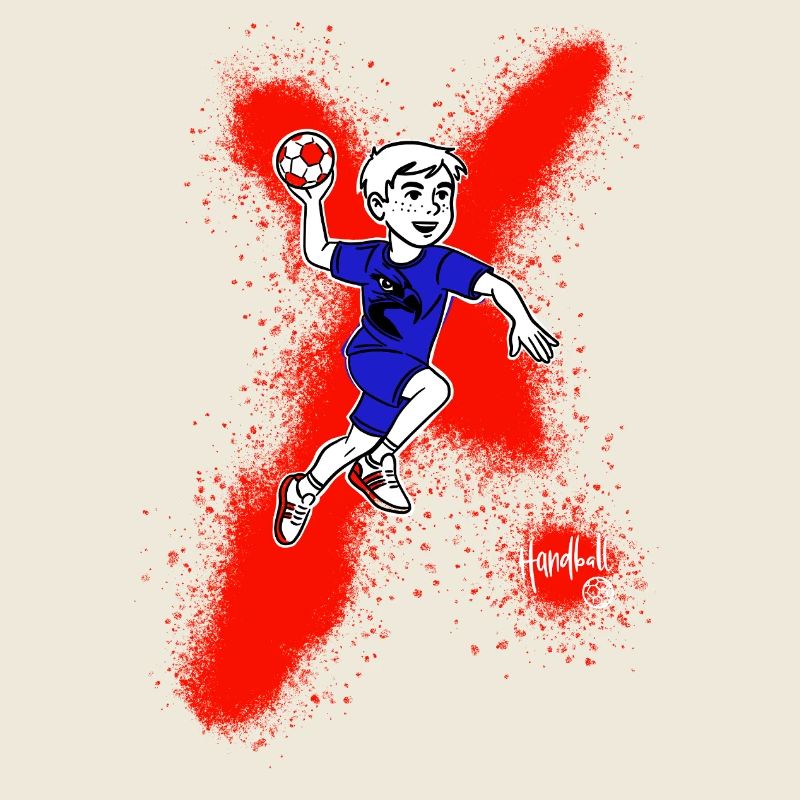 Handball Junge im Sprung