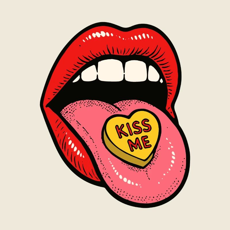 Red Lips Tongue Candy Love
