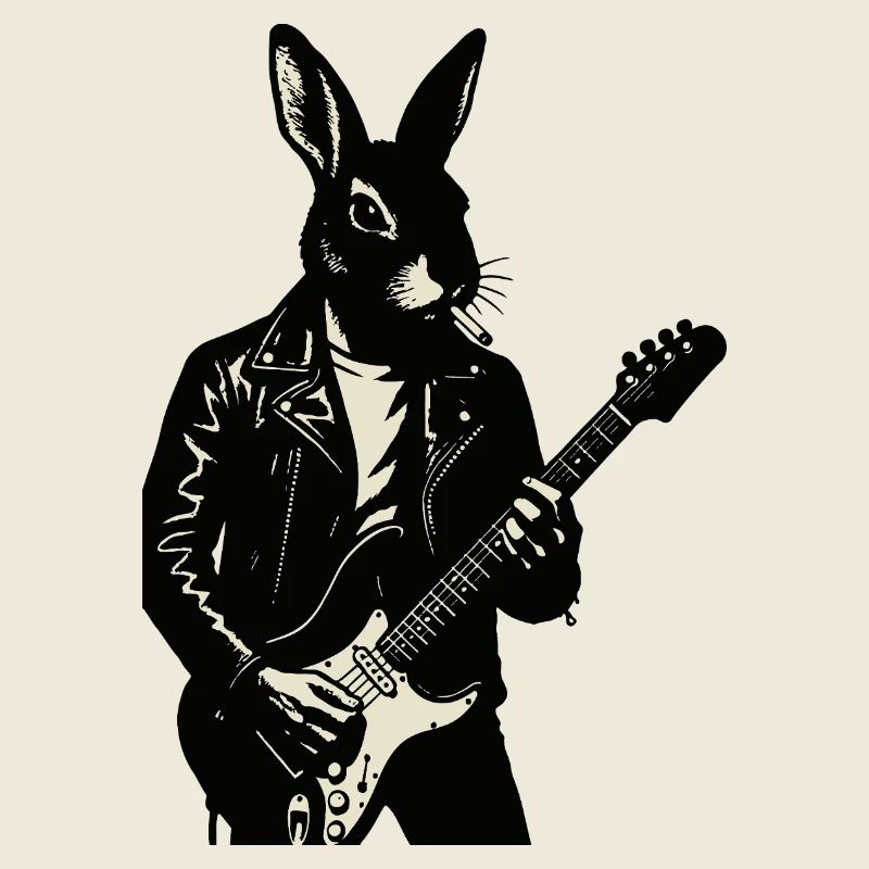 Rabbit in Leather spielt Gitarre