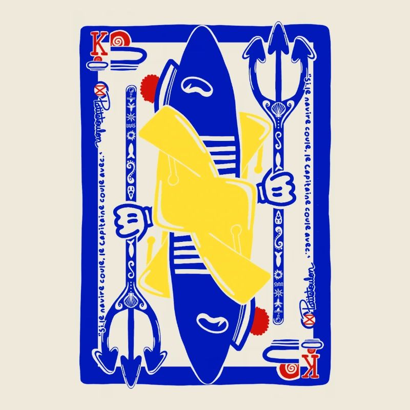 Roi des Mers Capitaine Sardine Bleu Rouge Jaune