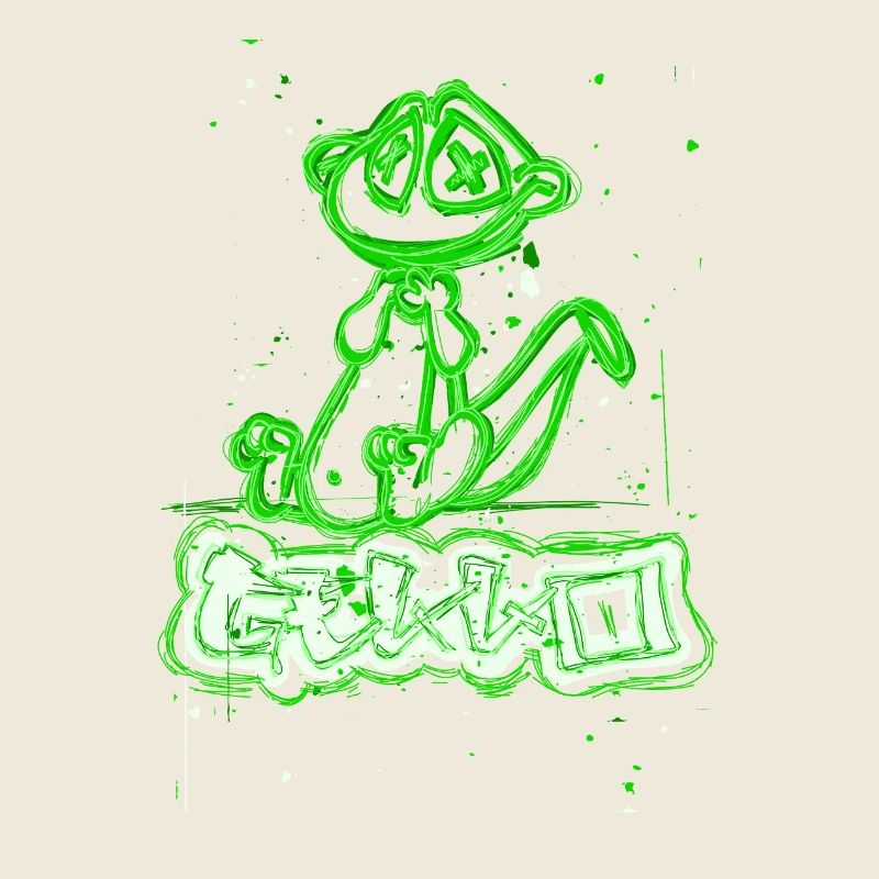 Chien graffiti néon à rayures vertes