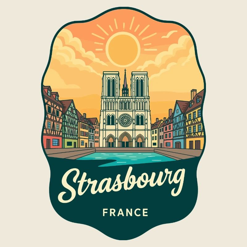 Straßburger Kathedral Retro-Sonnenuntergangsabzeichen