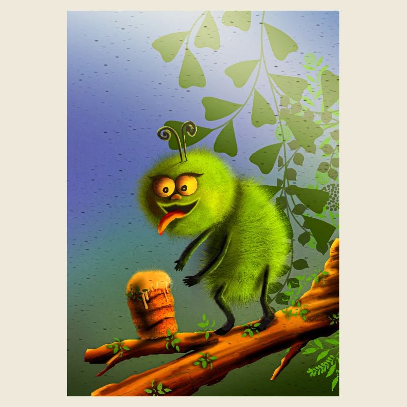 Monstre grimpeur vert drôle