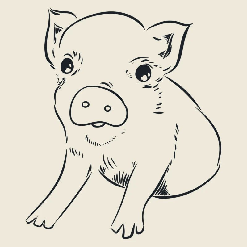 Piglet, graphic black and white