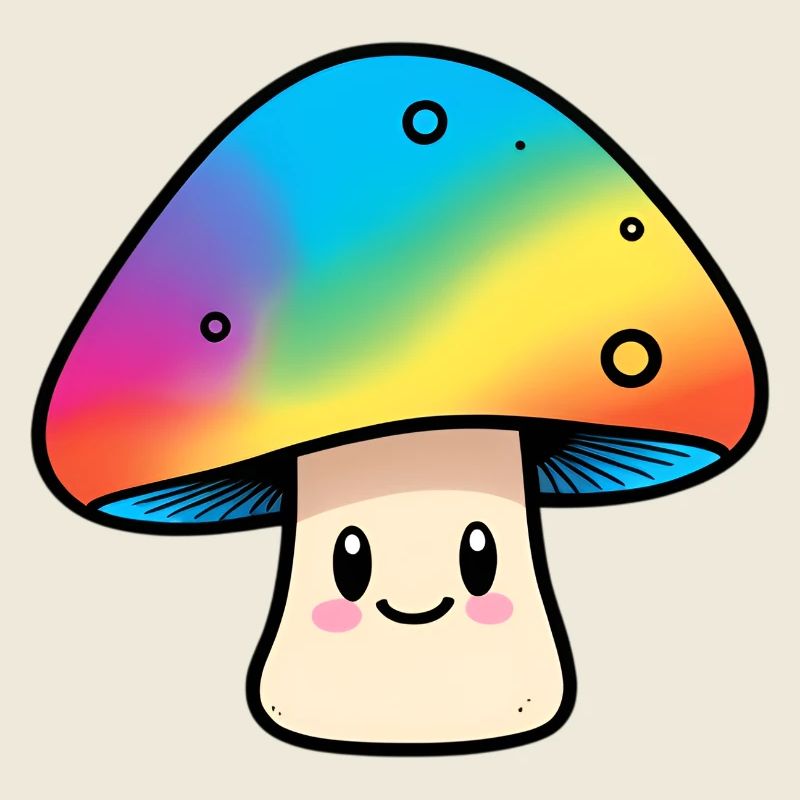 Conception des champignons arc-en-ciel Kawaii