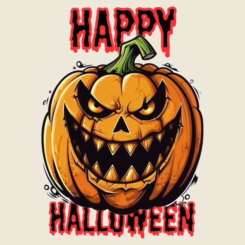 Spooky Halloween pumpkin with evil grin
