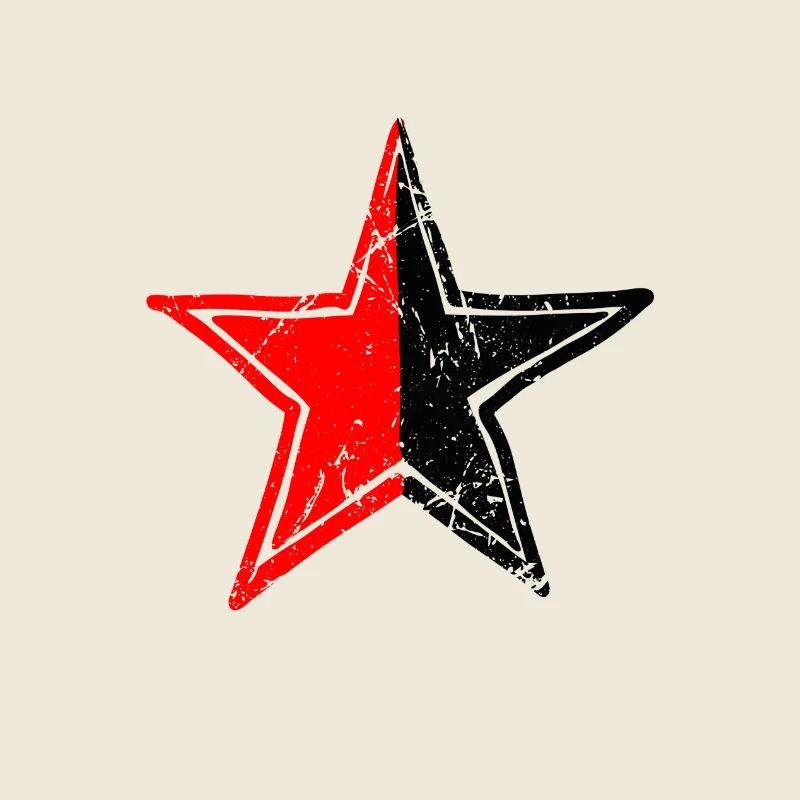 star red black drawn patina path turned