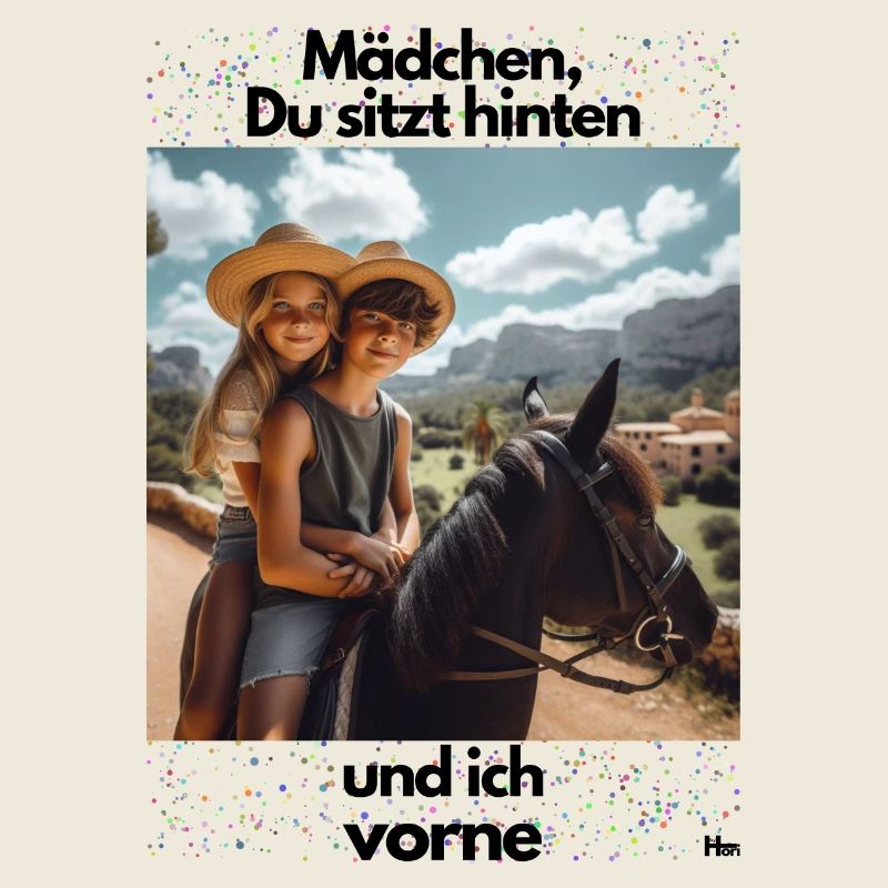 Malle Mädchen auf dem Pferd Du sitzt hinten