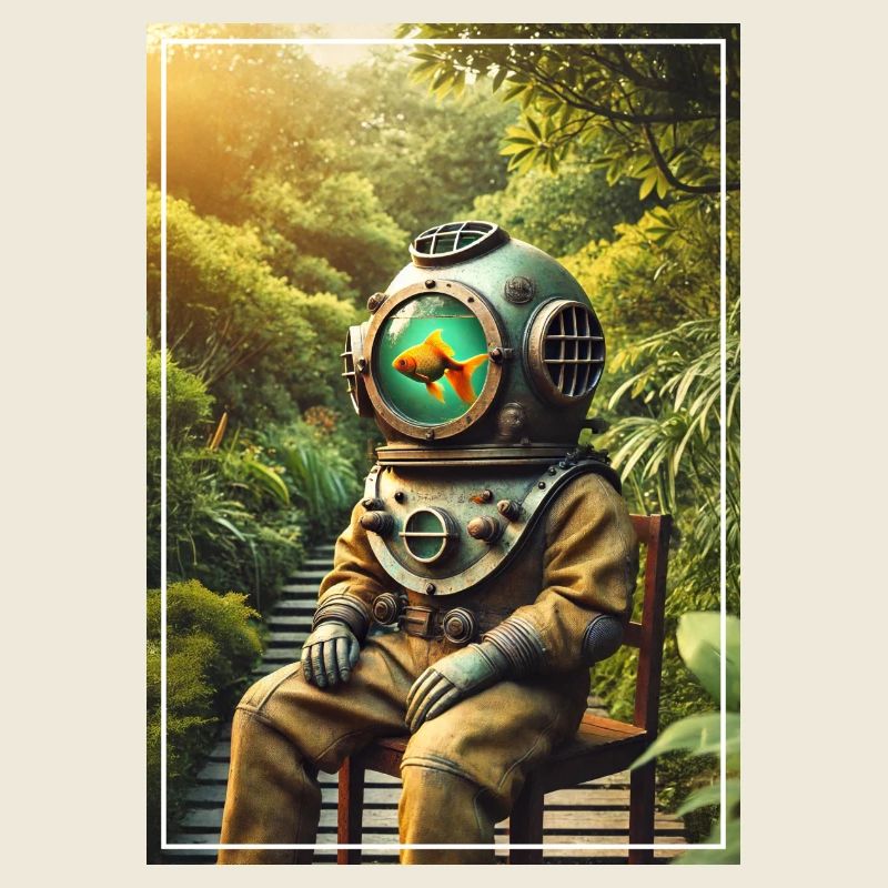 Fish in diving suit