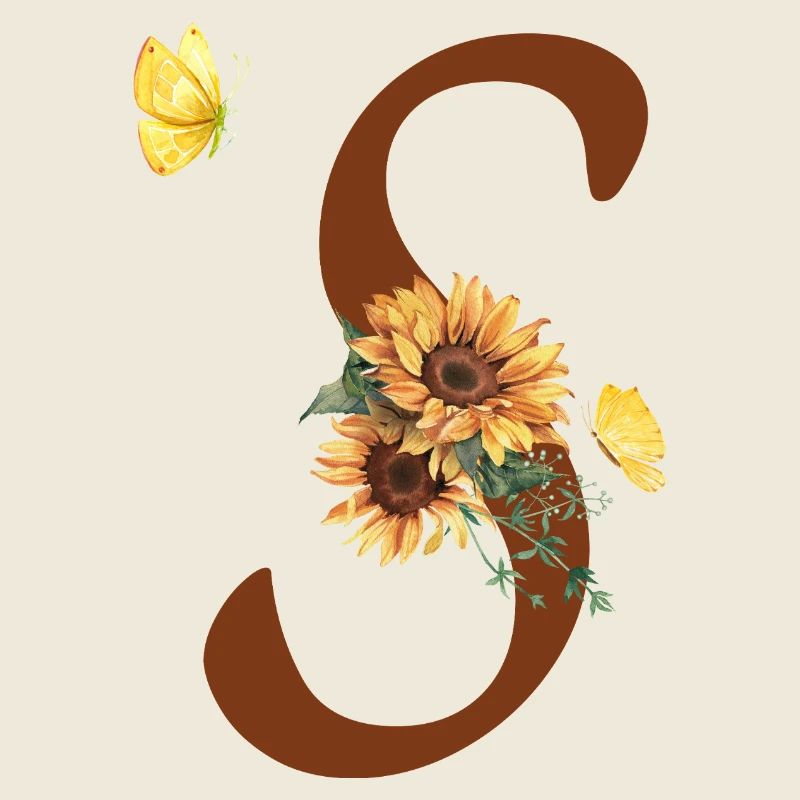Lettre s tournesol papillon