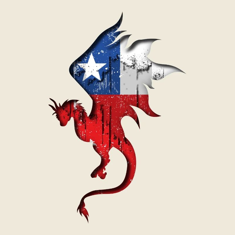 Drapeau du Chili - Chili - Silhouette de dragon