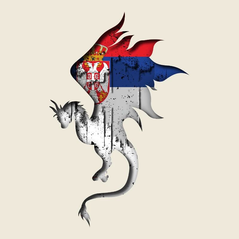 Drapeau de la Serbie - Serbe - Silhouette de dragon