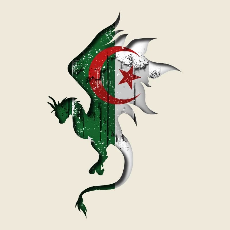 Drapeau de l’Algérie - Algérie - Silhouette de dragon
