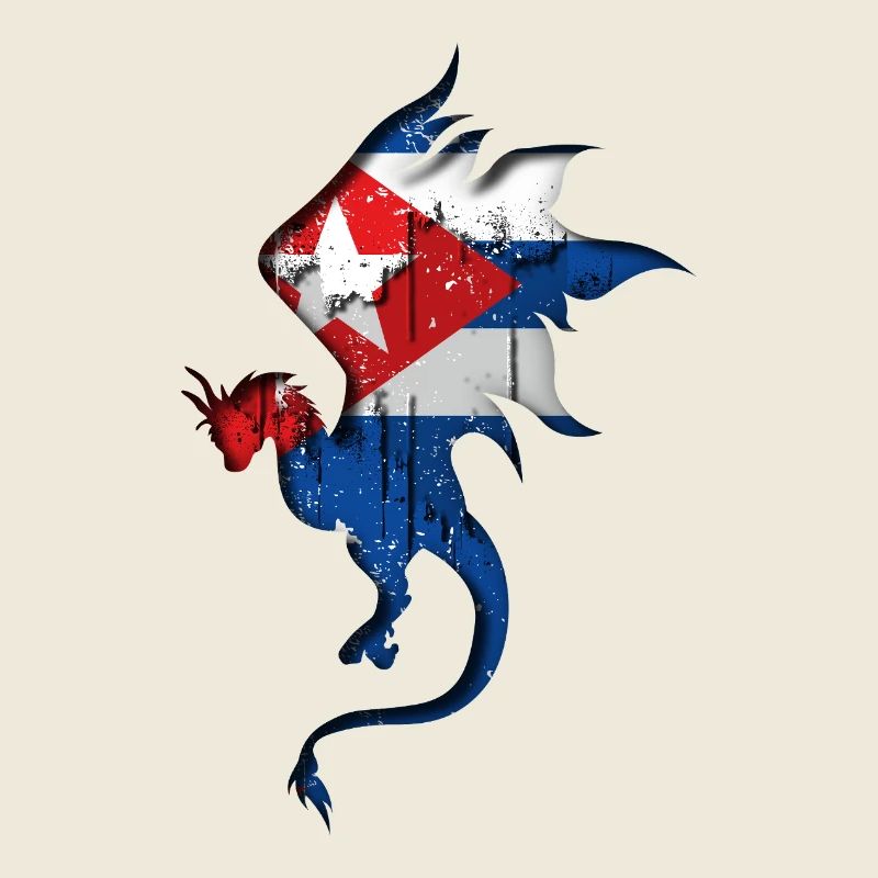 Drapeau de Cuba - Cuba - Silhouette de dragon