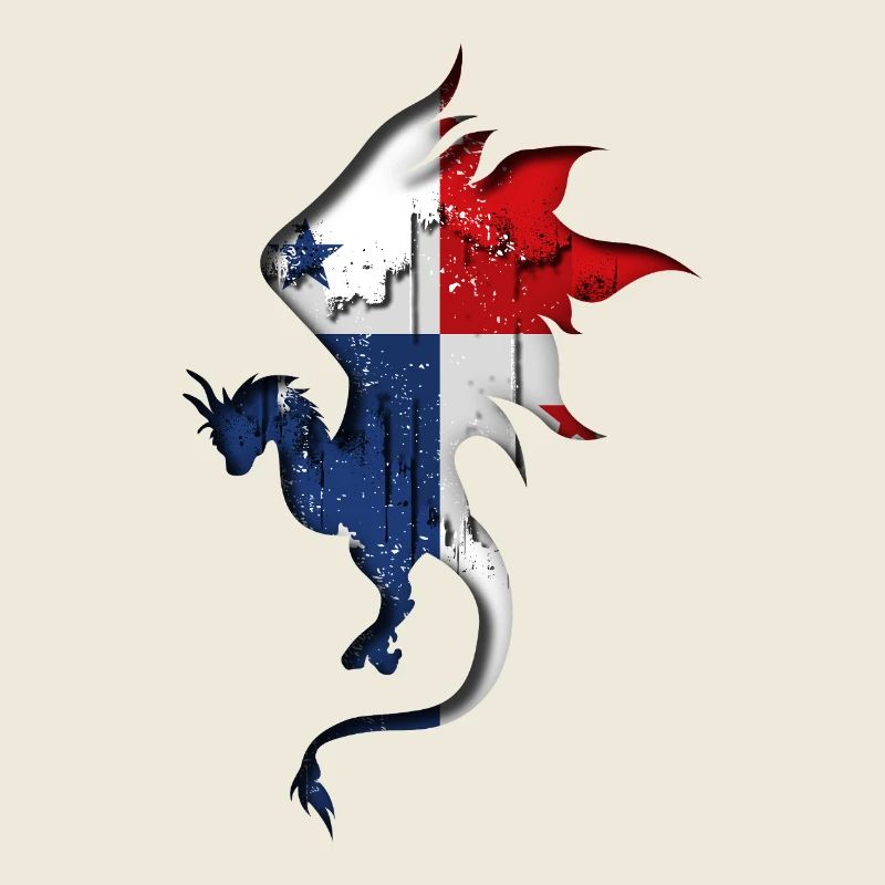 Drapeau du Panama - Silhouette de dragon